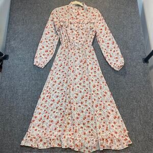 Floral Maxi Dress Medium Ruffle Coquette Cottage Chiffon Feminine TessDress 46